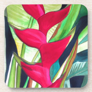 Posavasos Heliconia Lobster Claw flor de acuarcolía tropical