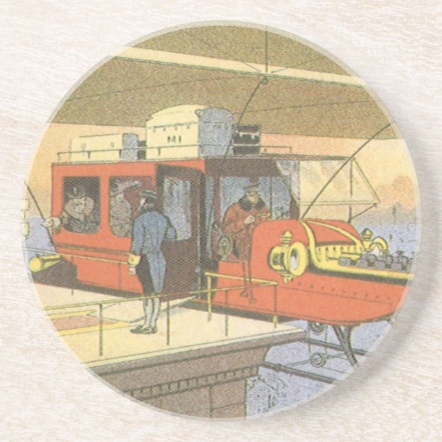 Posavasos Helicóptero de avión de ciencia ficción de época L (Frente)