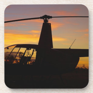 Posavasos Helicóptero Robinson R44 al atardecer
