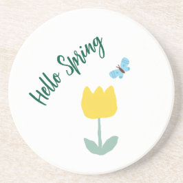 Posavasos hello spiring tulip flowers butterfly