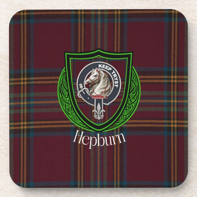 Posavasos Hepburn Scottish Clan Tartan & Crest (Frente)