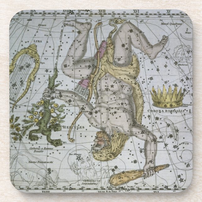 Posavasos Hércules, "de un atlas celestial", pub. en 1822 ( (Frente)