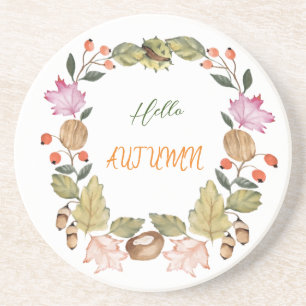 Posavasos Hermosa acuarela de piedra de flores de otoño