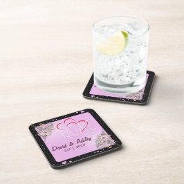 Posavasos Hermosa casa de Personalizado rosa floral con dos 