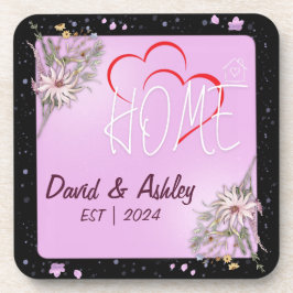 Posavasos Hermosa casa de Personalizado rosa floral con dos 