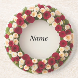 Posavasos Hermosa Corona Floral con Flores Coloridas