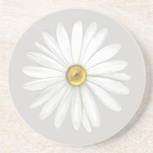 Posavasos Hermosa flor de margarita en gris plateado claro