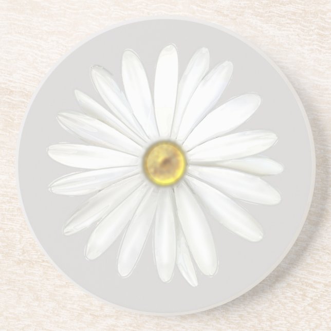 Posavasos Hermosa flor de margarita en gris plateado claro (Frente)