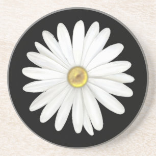 Posavasos Hermosa flor de margarita en negro