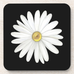 Posavasos Hermosa flor de margarita en negro