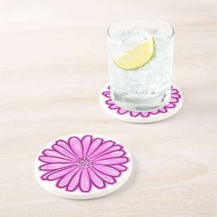 Posavasos Hermosa flor de margarita, Ilustracion de semitono