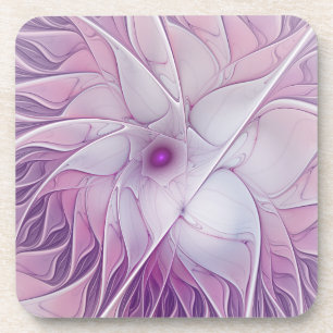 Posavasos Hermosa Flor Rosa Moderna Resumen Arte Fractal