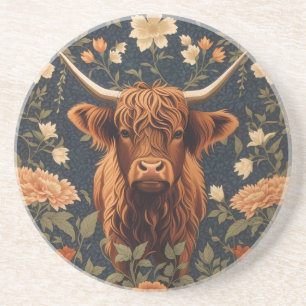 Posavasos Hermosa floral de vacas viejas de Highland
