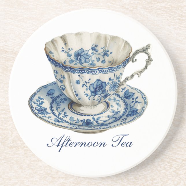 Posavasos Hermosa floral "Té de la tarde" (Frente)