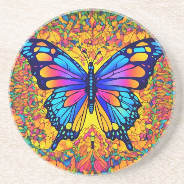 Posavasos Hermosa mariposa diseño escayola de arena (Frente)