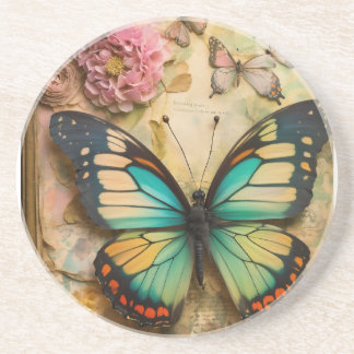 Posavasos Hermosa mariposa diseño escayola de arena