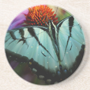 Posavasos Hermosa mariposa turquesa