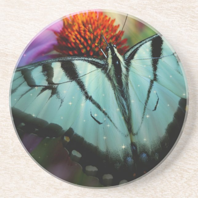 Posavasos Hermosa mariposa turquesa (Frente)