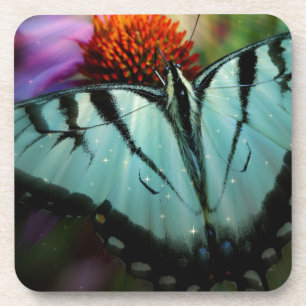 Posavasos Hermosa mariposa turquesa
