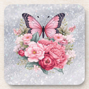 Posavasos Hermosa Mariposa Y Flores