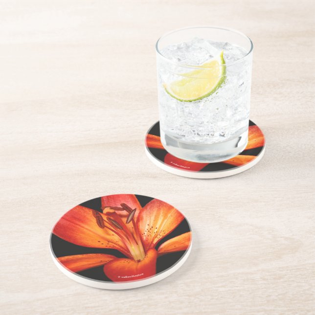 Posavasos Hermosa Naranja Roja Asiática Lily Gran Paradiso (Lado)