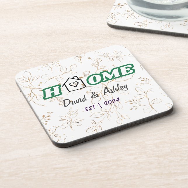 Posavasos Hermosa y elegante pareja de Personalizados Nombre (Lado Izquierdo)