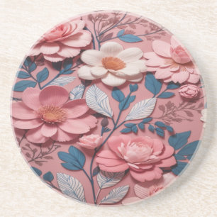 Posavasos Hermosas flores blancas y rosadas Sandstone Coaste