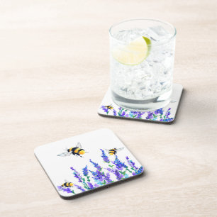 Posavasos Hermosas flores de primavera y abejas volando mont