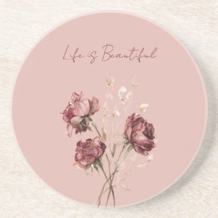 Posavasos Hermosas flores rojas borgoña