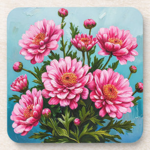 Posavasos Hermosas flores rosadas con hojas verdes