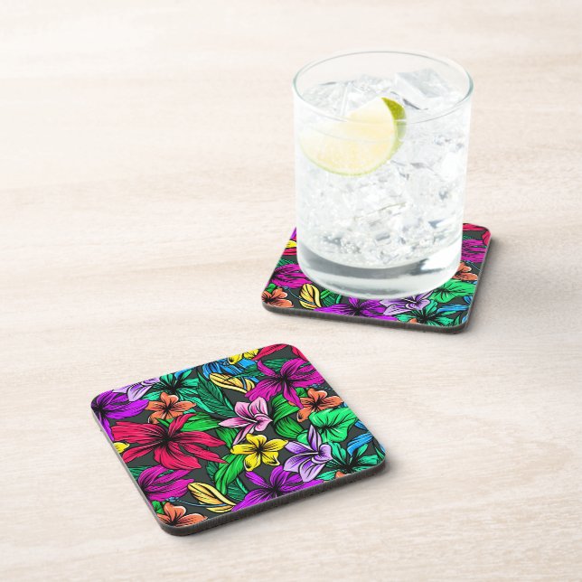 Posavasos Hermosas flores tropicales (Lado Derecho)