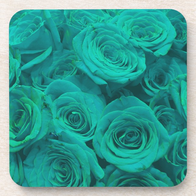 Posavasos Hermosas flores verde azuladas de rosas verdes ver (Frente)