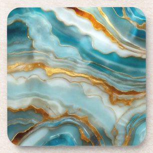 Posavasos Hermosas galas azules y doradas de piedra