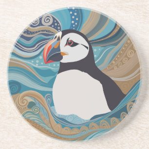 Posavasos Hermosas olas del océano Atlántico de Puffin