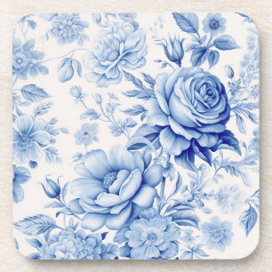 Posavasos Hermosas rosas azules y blancas y flores silvestre