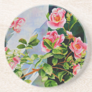 Posavasos Hermosas rosas rojas rojas blancas color agua flor