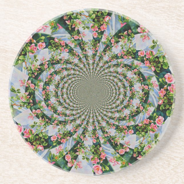 Posavasos Hermosas rosas rojas rosadas retro acuarela floral (Frente)