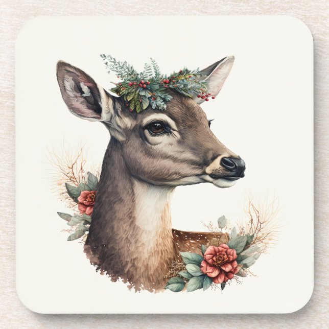 Posavasos Hermosas vacaciones de invierno de ciervos/Navidad (Frente)