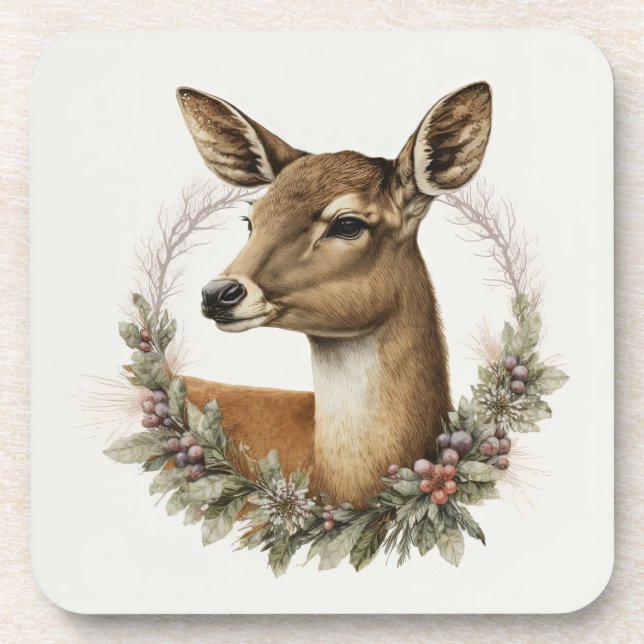 Posavasos Hermosas vacaciones de invierno de ciervos/Navidad (Frente)