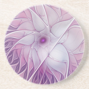Posavasos Hermoso Arte Abstracto Fractal Flor Rosa Moderno