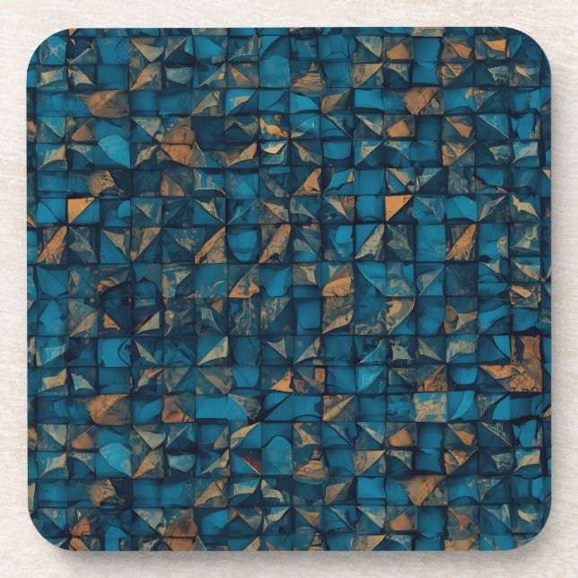 Posavasos Hermoso aspecto de patchwork en verde azulado oscu (Frente)