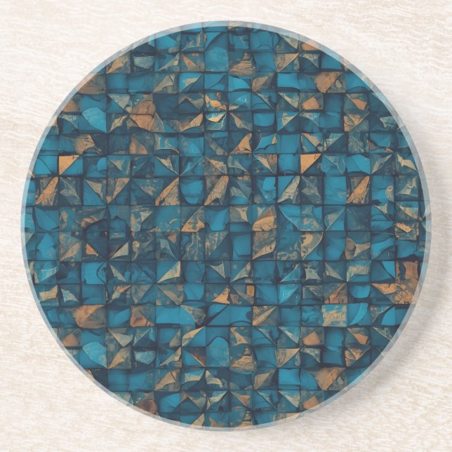 Posavasos Hermoso aspecto de patchwork en verde azulado oscu (Frente)