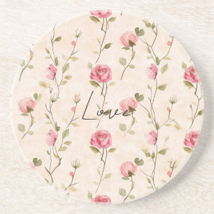 Posavasos Hermoso baño de novia floral de rosas rosadas crem