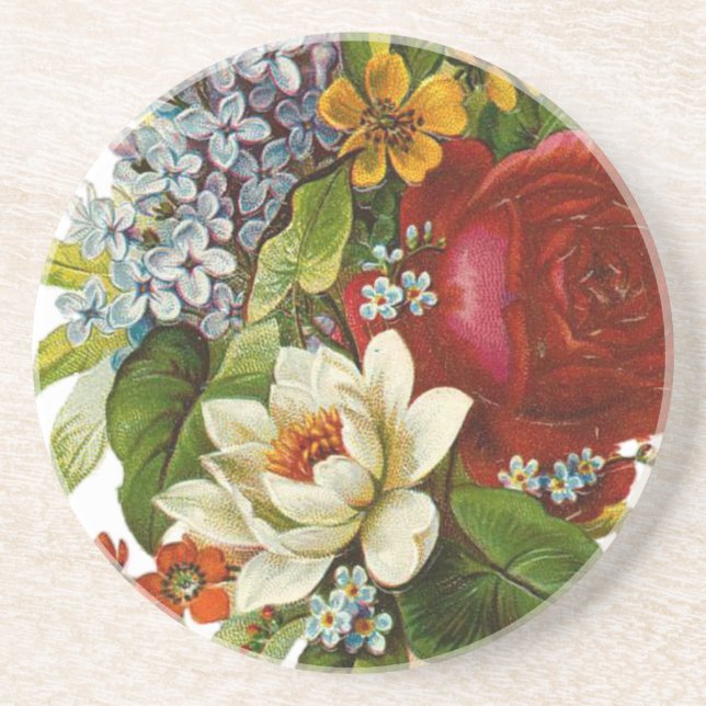 Posavasos Hermoso Bouquet Romántico de Verano con Rosa Roja (Frente)