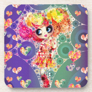 Posavasos Hermoso Chica arcoiris KAWAII PinkyP Harajuku