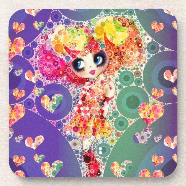 Posavasos Hermoso Chica arcoiris KAWAII PinkyP Harajuku (Frente)