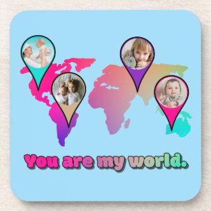 Posavasos Hermoso Collage de fotos del Mapa Mundial Multicol