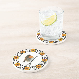 Posavasos Hermoso coqueto colibrí girasol