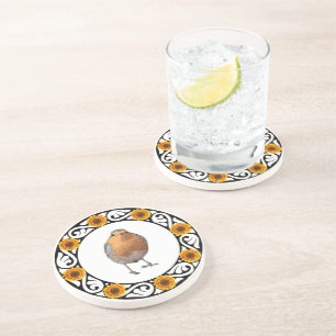 Posavasos Hermoso coqueto colibrí girasol