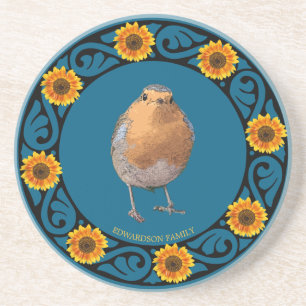 Posavasos Hermoso coqueto Robin nombre de monograma de giras